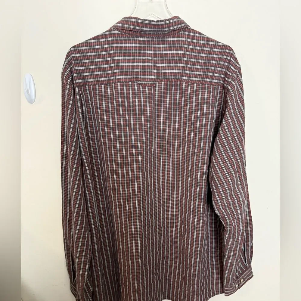 THE NORTH FACE Plaid Shirt Brown Orange L/S Button Front Logo Men's XXL